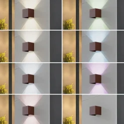 Lindby Smart LED udendørs væglampe Dara rust kantet CCT RGB Tuya