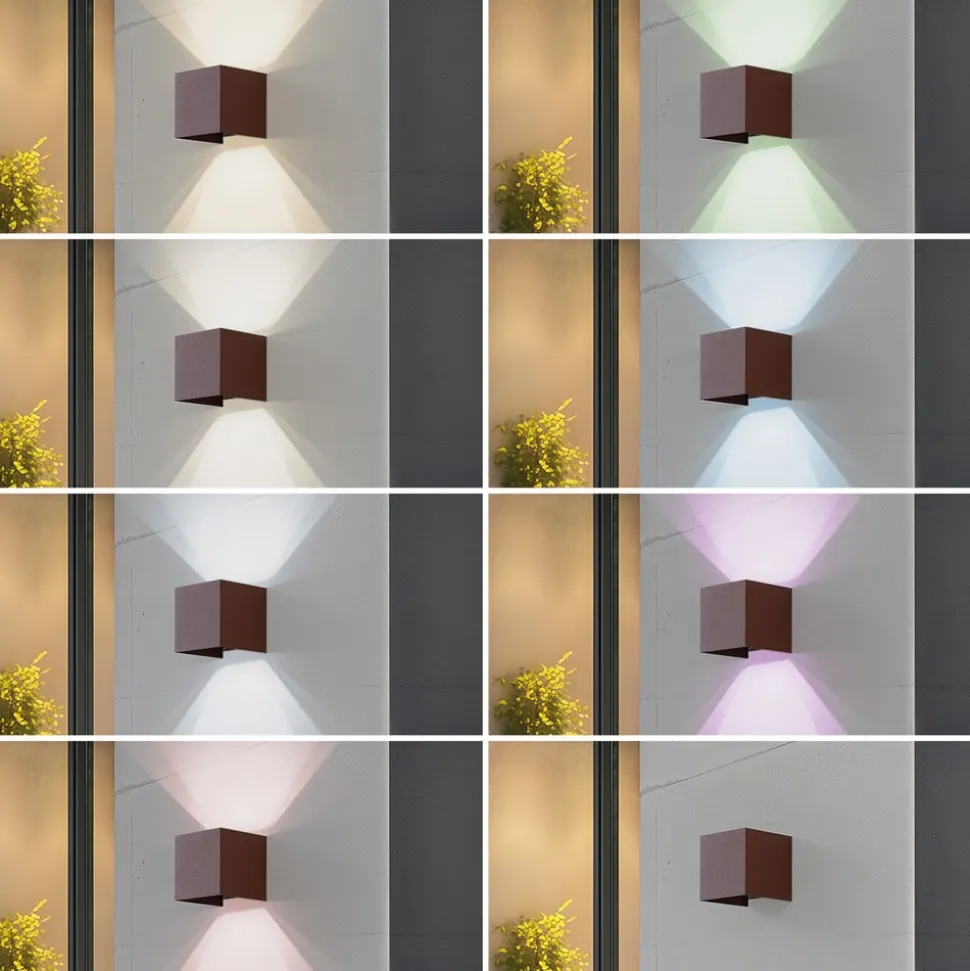 Lindby Smart LED udendørs væglampe Dara rust kantet CCT RGB Tuya