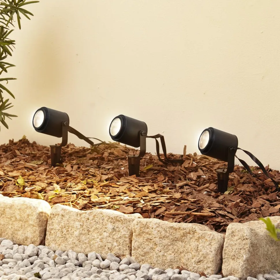 Lindby Smart LED udendørsspot Nymo, CCT, RGB, Tuya, sæt med 3 stk