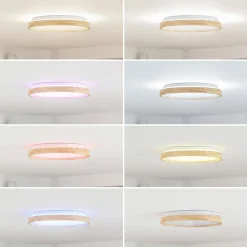 Lindby Smart LED-loftslampe Mirren træ Ø39,5 cm CCT Tuya