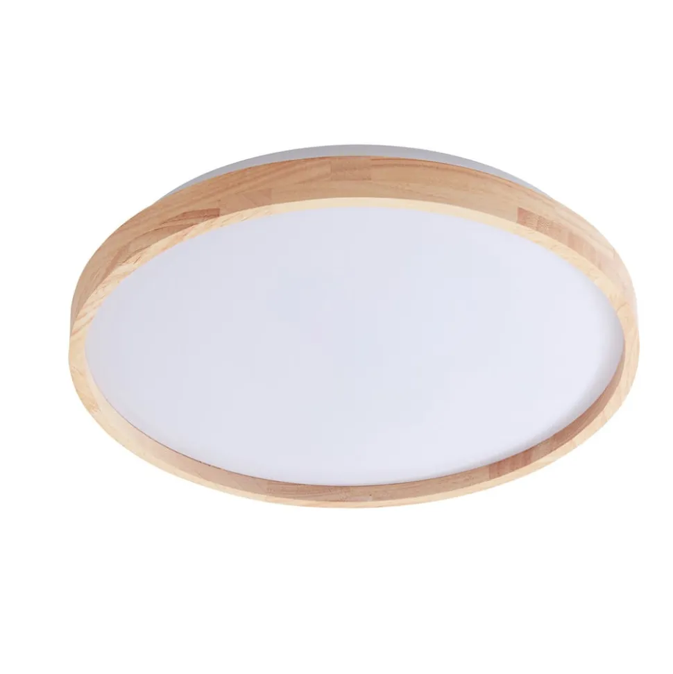Lindby Smart LED-loftslampe Mirren træ Ø49,5 cm CCT Tuya
