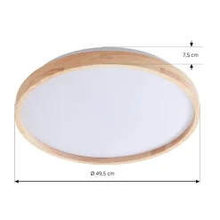 Lindby Smart LED-loftslampe Mirren træ Ø49,5 cm CCT Tuya