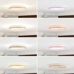 Lindby Smart LED-loftslampe Mirren træ Ø49,5 cm CCT Tuya