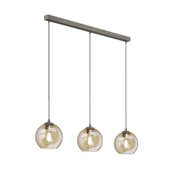 Lindby Sofian hængelampe, ravfarvet, glas, 100 cm, 3 lyskilder.