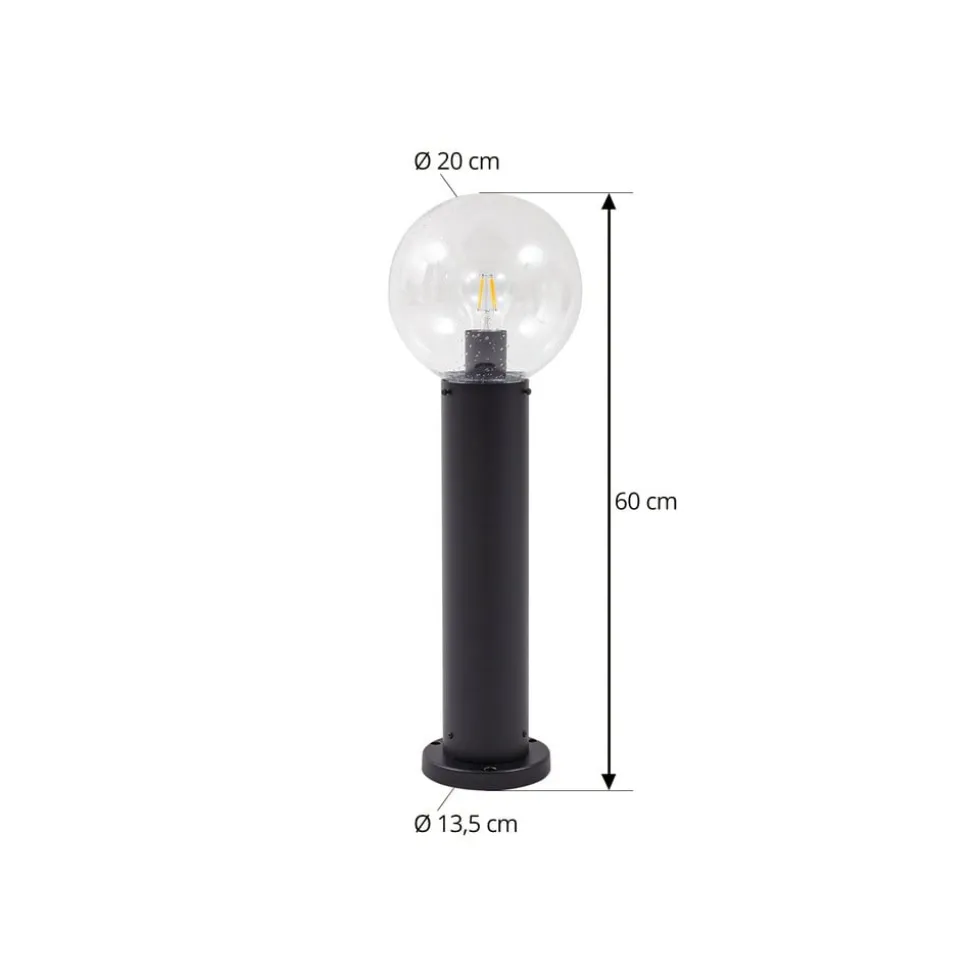 Lindby sokkellampe Dangan, klar, højde 60 cm, glas, metal