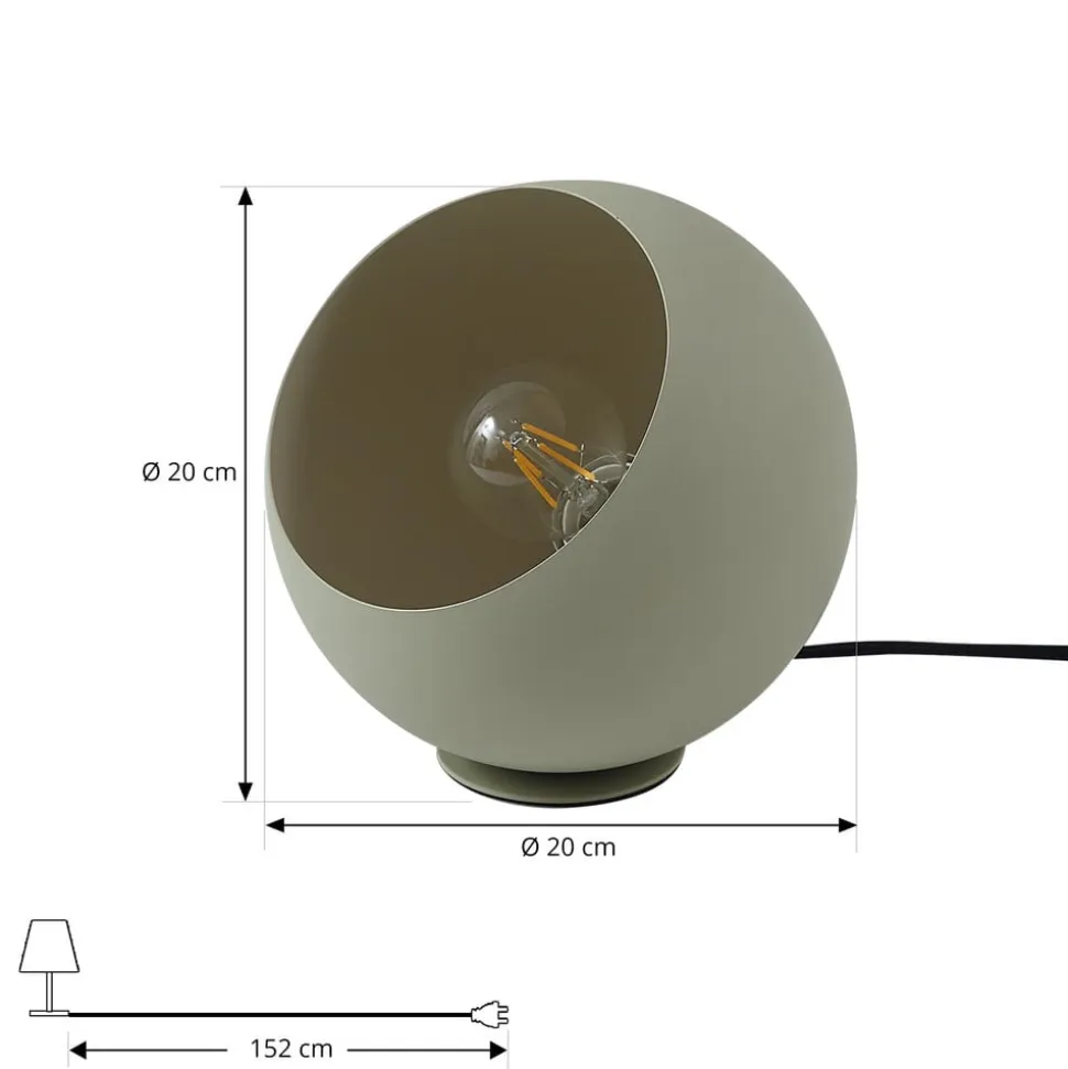 Lindby Solomia bordlampe, grøn, jern, Ø 20 cm
