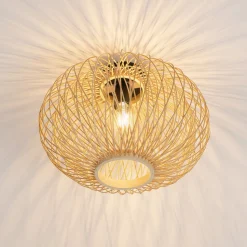 Lindby Solvira loftlampe, bambusflet, rund