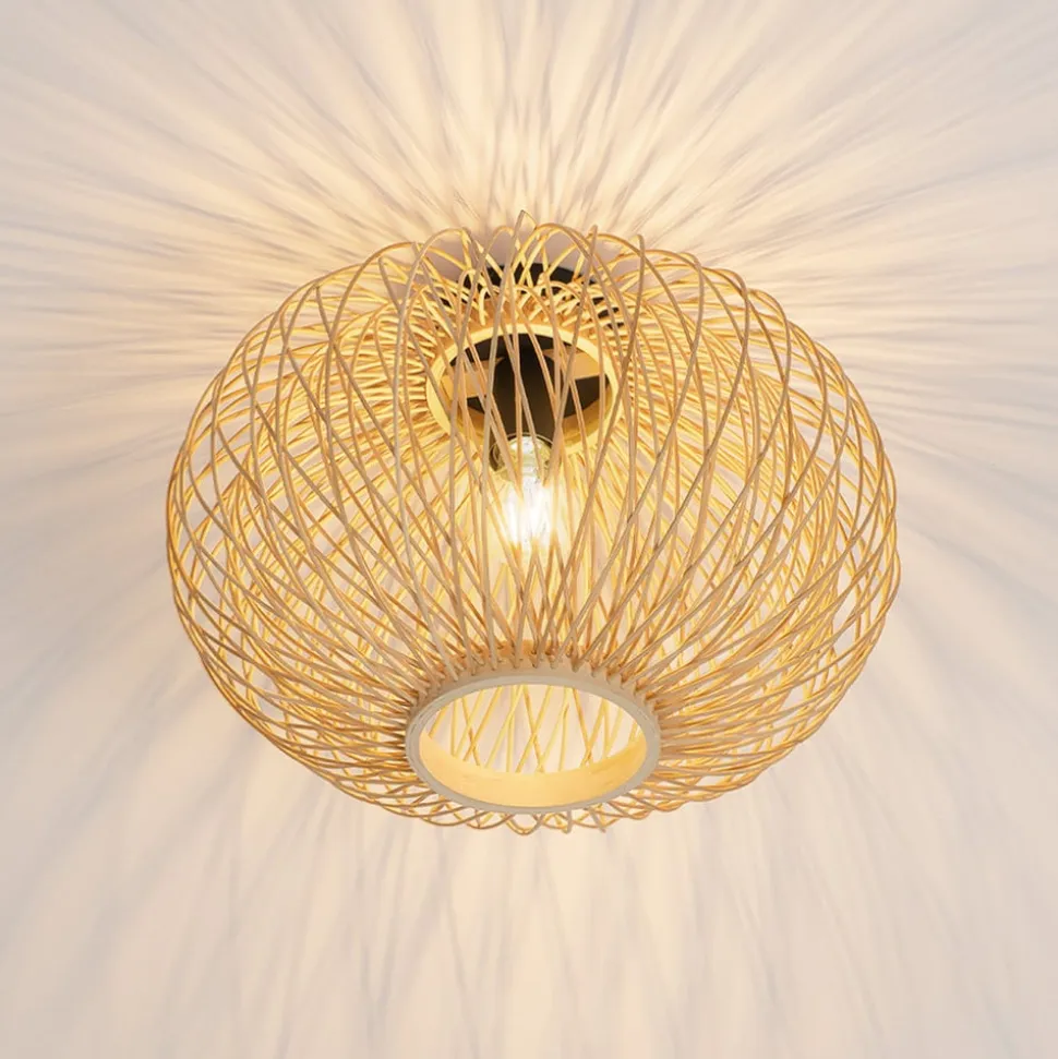 Lindby Solvira loftlampe, bambusflet, rund