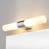 Lindby spejllampe Ziva, fatning, hvid, glas, IP44