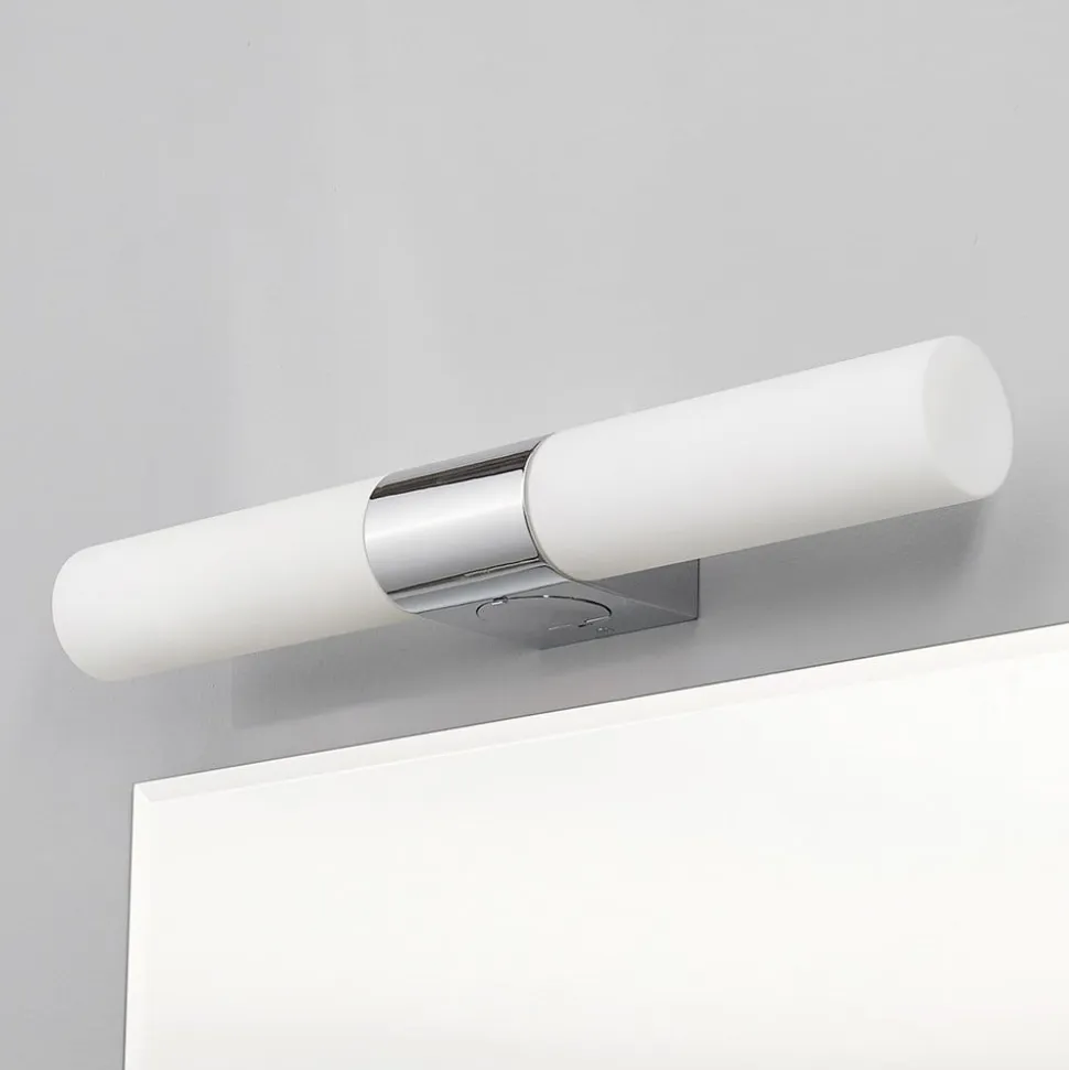 Lindby spejllampe Ziva, fatning, hvid, glas, IP44