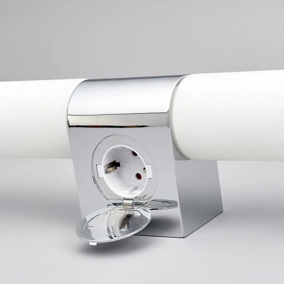 Lindby spejllampe Ziva, fatning, hvid, glas, IP44