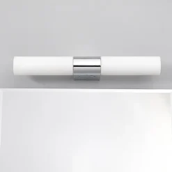 Lindby spejllampe Ziva, fatning, hvid, glas, IP44