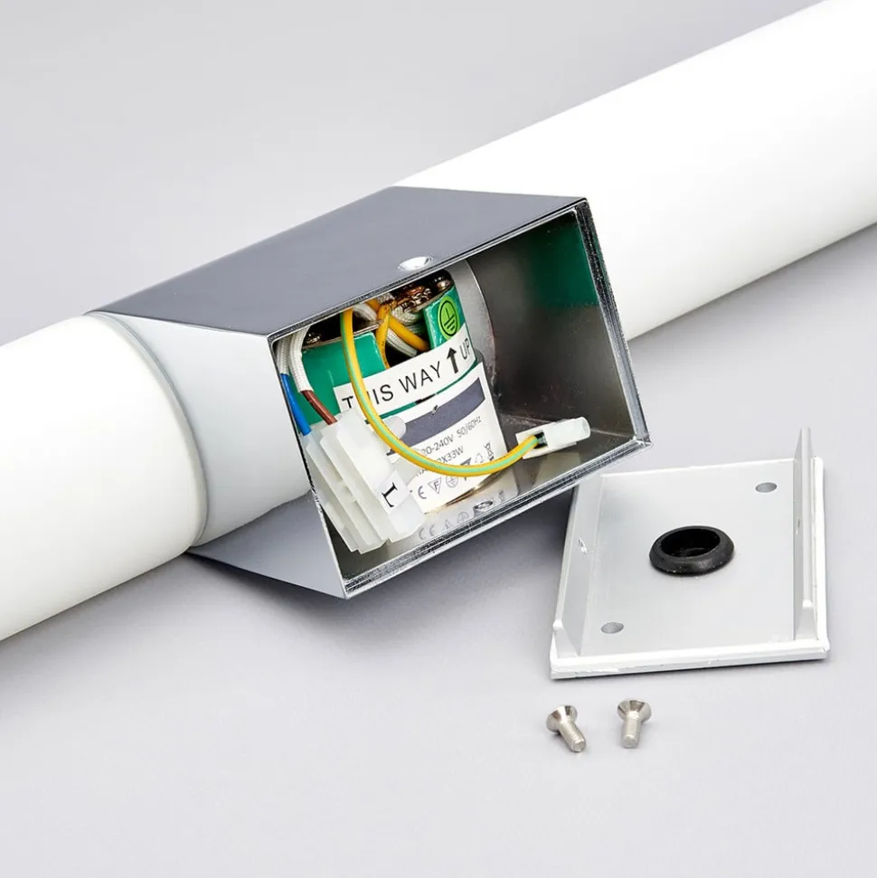 Lindby spejllampe Ziva, fatning, hvid, glas, IP44