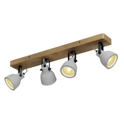 Lindby Spot Mitis, 70 cm, 4 lyskilder, grå, træ, beton, GU10