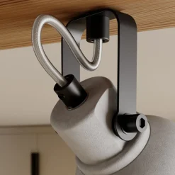 Lindby Spot Mitis, 70 cm, 4 lyskilder, grå, træ, beton, GU10