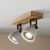 Lindby Spot Mitis, 30 cm, 2 lyskilder, grå, træ, beton, GU10