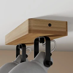 Lindby Spot Mitis, 30 cm, 2 lyskilder, grå, træ, beton, GU10