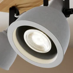 Lindby Spot Mitis, 30 cm, 2 lyskilder, grå, træ, beton, GU10