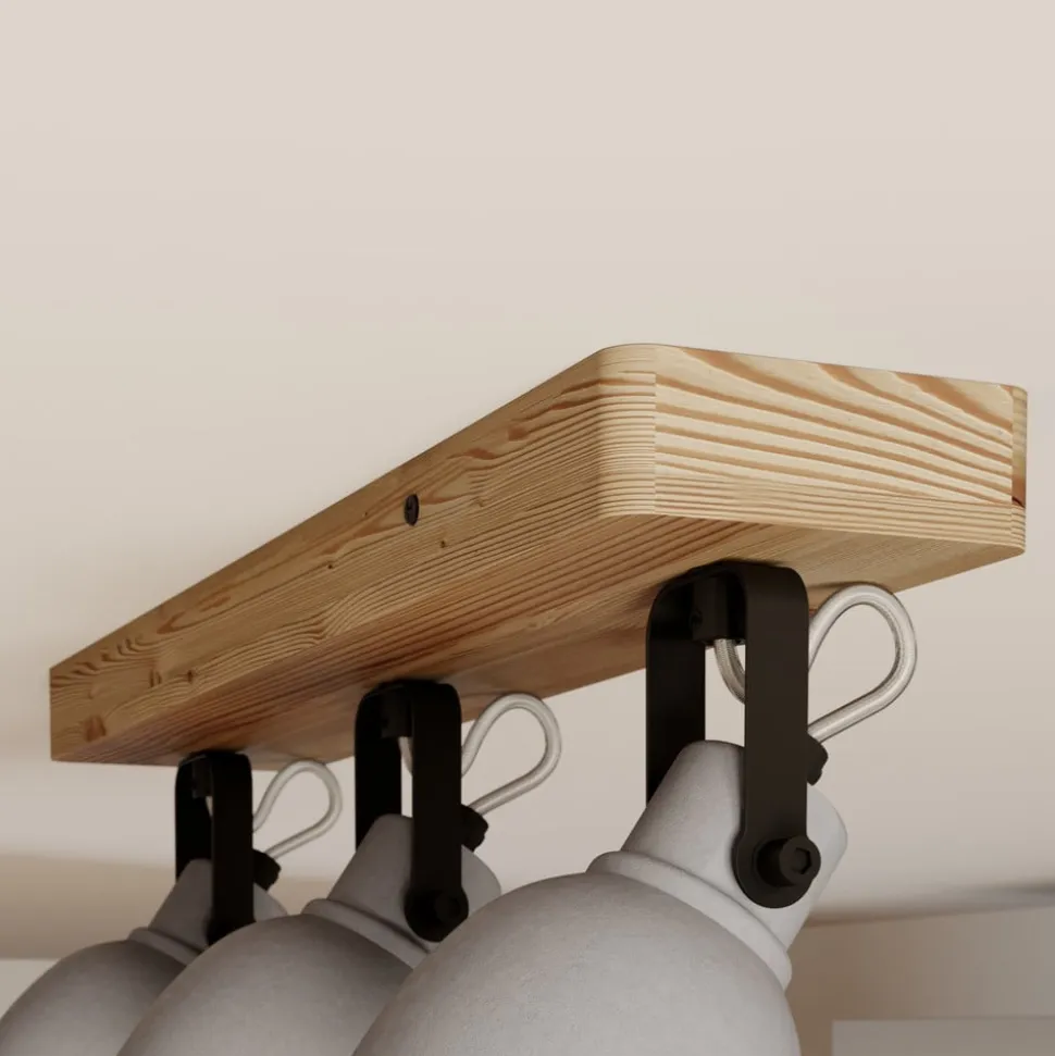 Lindby Spot Mitis, 50 cm, 3 lyskilder, grå, træ, beton, GU10