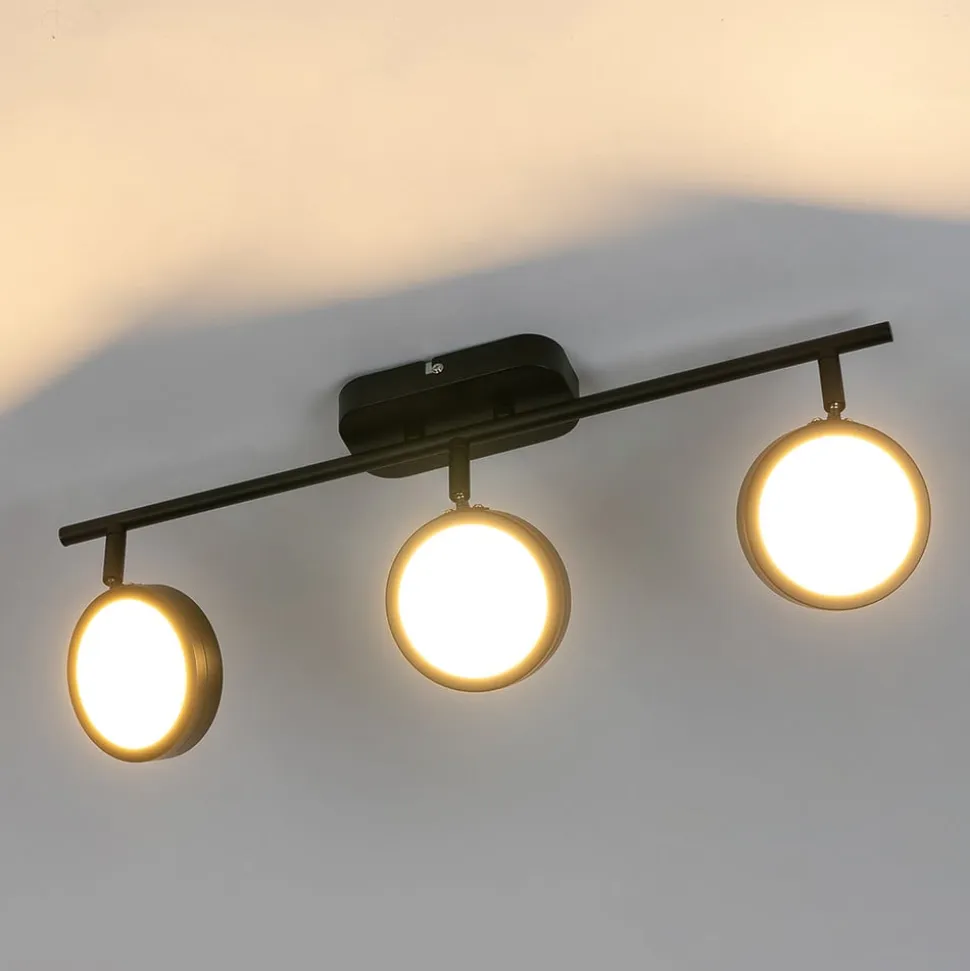 Lindby spot Neros, sort, 3-lys, 55 cm, CCT, jern