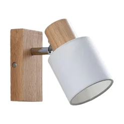 Lindby Spot Wanessa, træ, hvid, E14, 14 cm, justerbar