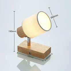 Lindby Spot Wanessa, træ, hvid, E14, 14 cm, justerbar