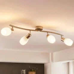 Lindby spotlight Arda, 70 cm, 4 lyskilder, nikkel, glas, E14