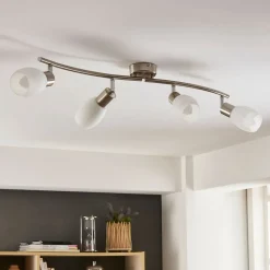 Lindby spotlight Arda, 70 cm, 4 lyskilder, nikkel, glas, E14