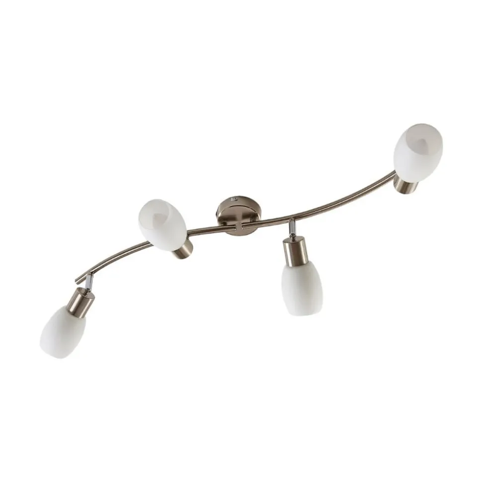 Lindby spotlight Arda, 70 cm, 4 lyskilder, nikkel, glas, E14
