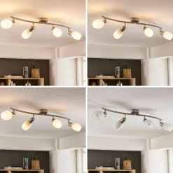 Lindby spotlight Arda, 70 cm, 4 lyskilder, nikkel, glas, E14