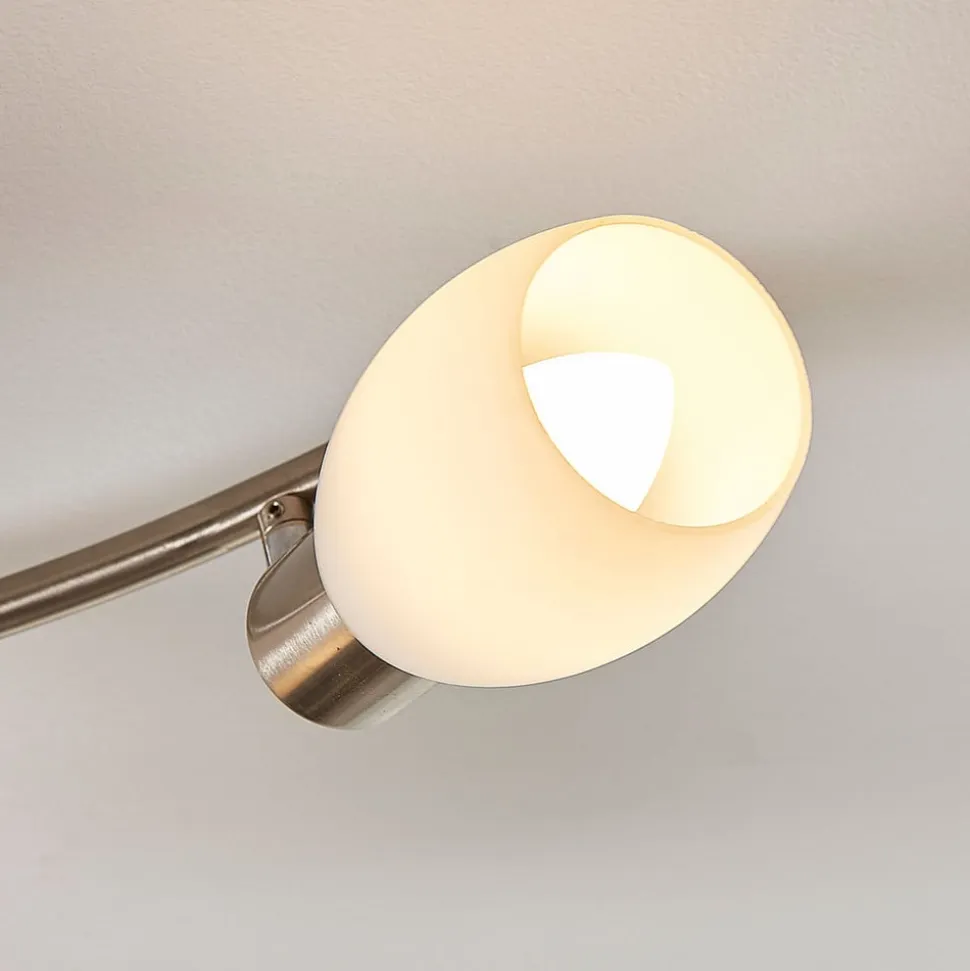 Lindby spotlight Arda, 70 cm, 4 lyskilder, nikkel, glas, E14