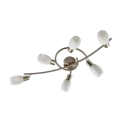 Lindby spotlight Arda, 75 cm, 6 lyskilder, nikkel, glas, E14