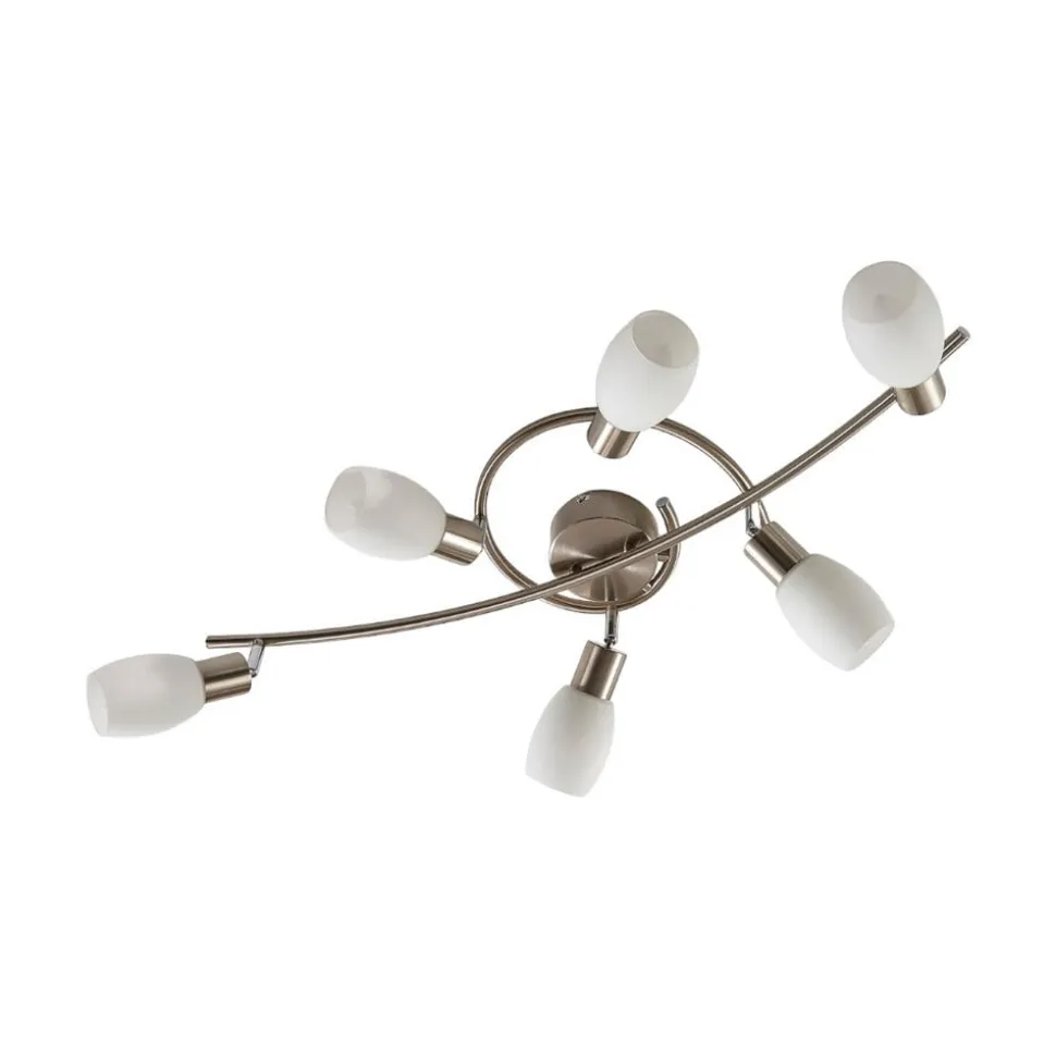 Lindby spotlight Arda, 75 cm, 6 lyskilder, nikkel, glas, E14