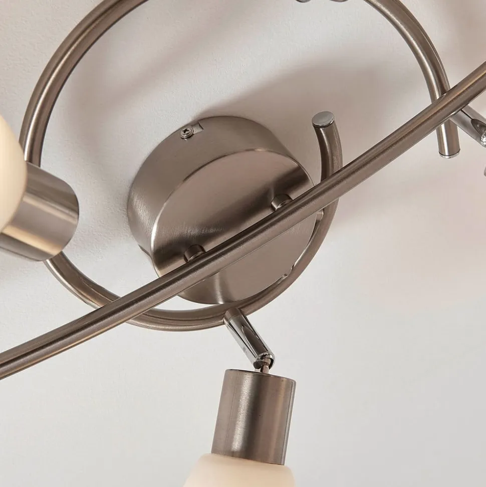 Lindby spotlight Arda, 75 cm, 6 lyskilder, nikkel, glas, E14