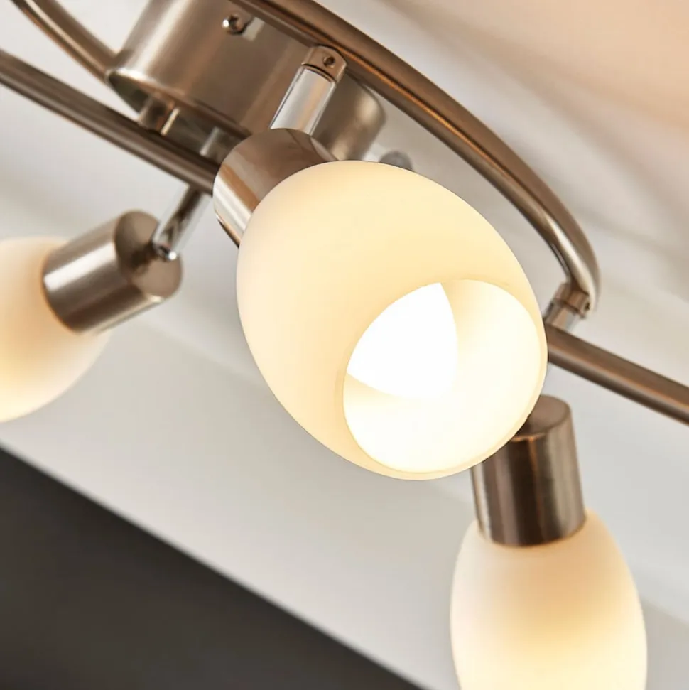 Lindby spotlight Arda, 75 cm, 6 lyskilder, nikkel, glas, E14