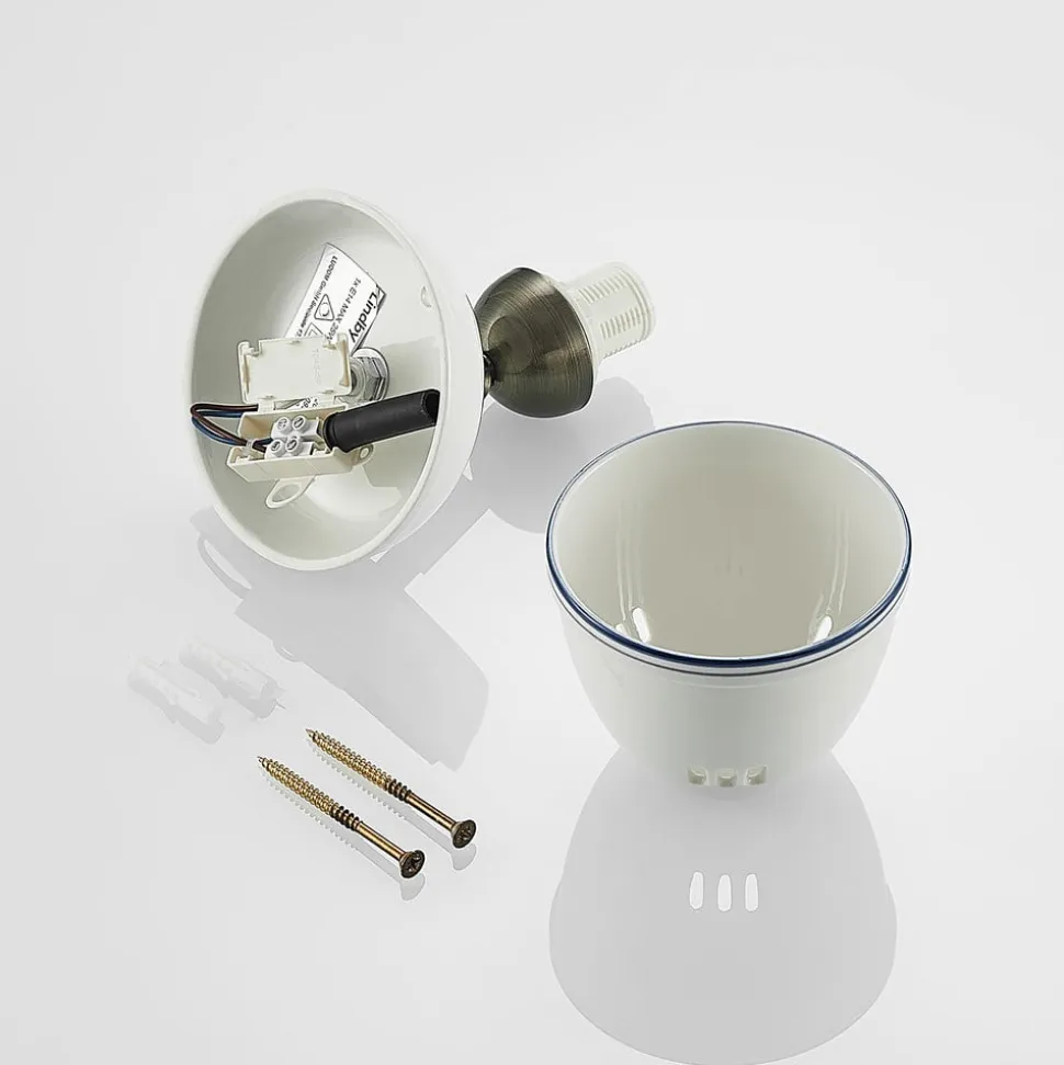 Lindby spotlight Eneas, højde 16 cm, hvid, 1 lyskilde, keramik
