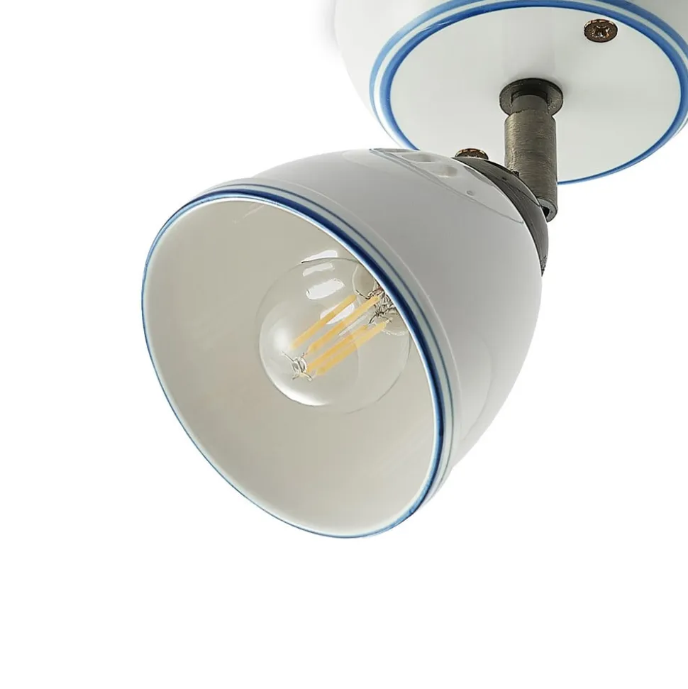 Lindby spotlight Eneas, højde 16 cm, hvid, 1 lyskilde, keramik