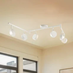Lindby spotlight Jyla, hvid, linse, 3.000 K, 6-lys, GX53