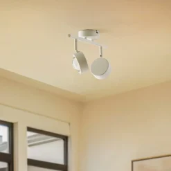 Lindby spotlight Jyla, hvid, linse, 4.200 K, 2-lys, GX53