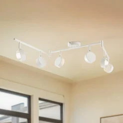Lindby spotlight Jyla, hvid, linse, 4.200 K, 6-lys, GX53