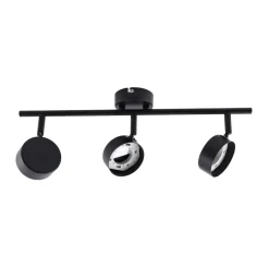 Lindby spotlight Jyla, sort, linse, 3.000 K, 3-lys, GX53
