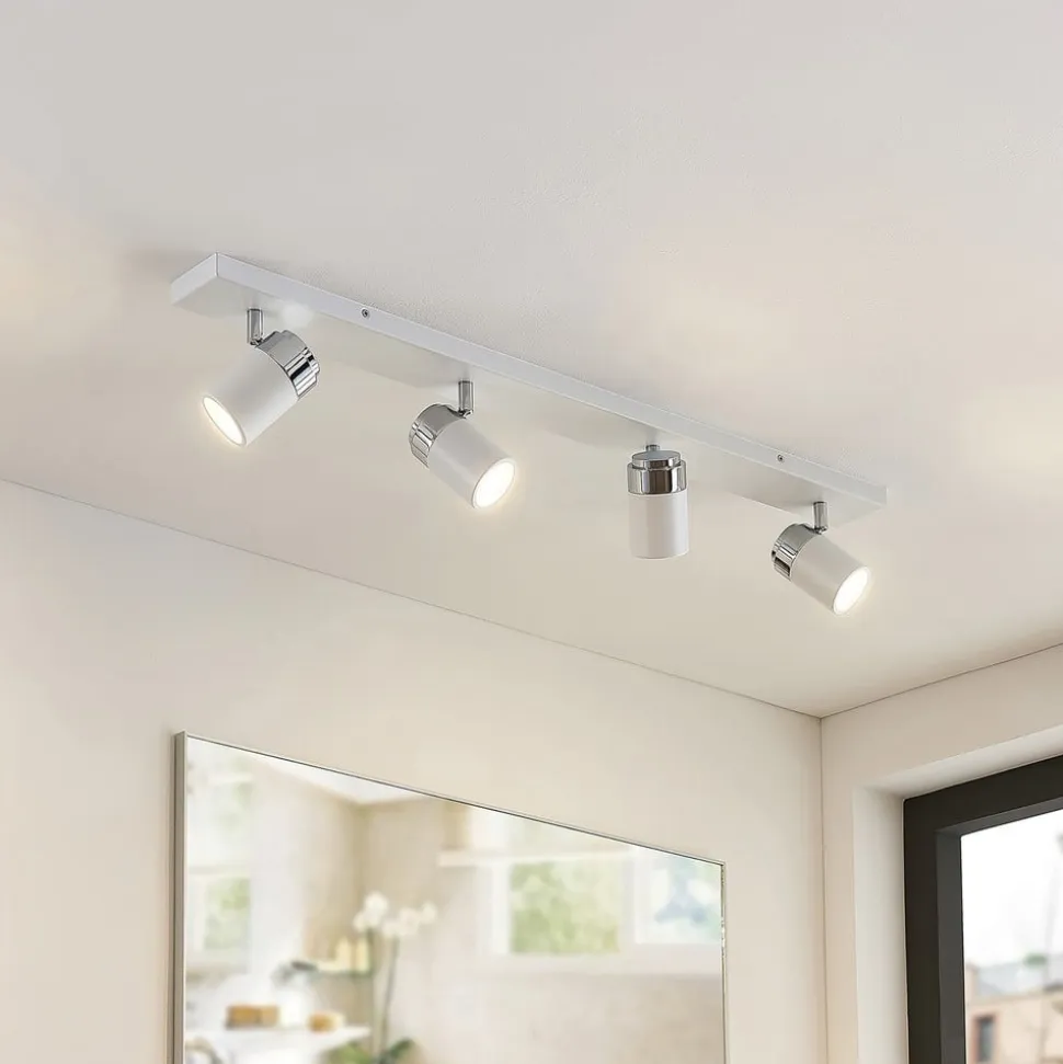 Lindby spotlight Kardo, 4 lyskilder, hvid, metal, IP44