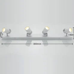 Lindby spotlight Kardo, 4 lyskilder, hvid, metal, IP44