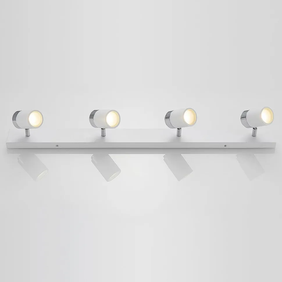 Lindby spotlight Kardo, 4 lyskilder, hvid, metal, IP44