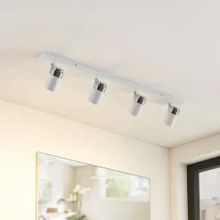 Lindby spotlight Kardo, 4 lyskilder, hvid, metal, IP44