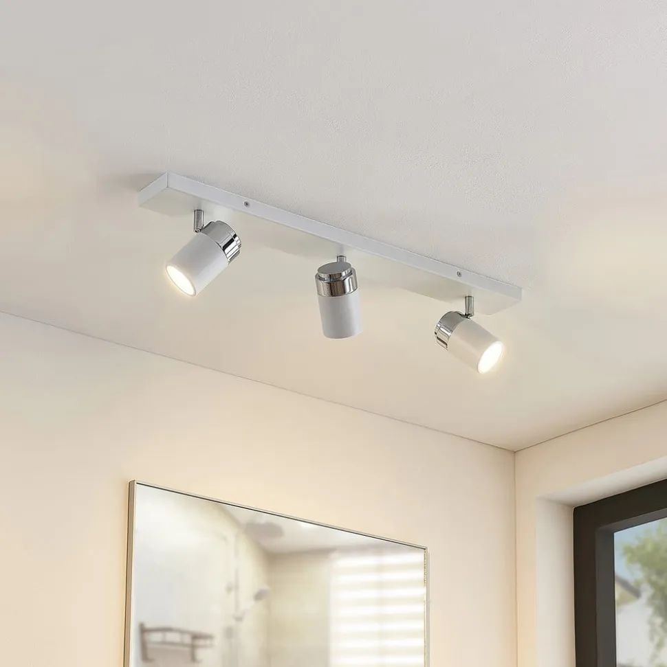 Lindby spotlight Kardo, 3 lyskilder, hvid, metal, IP44