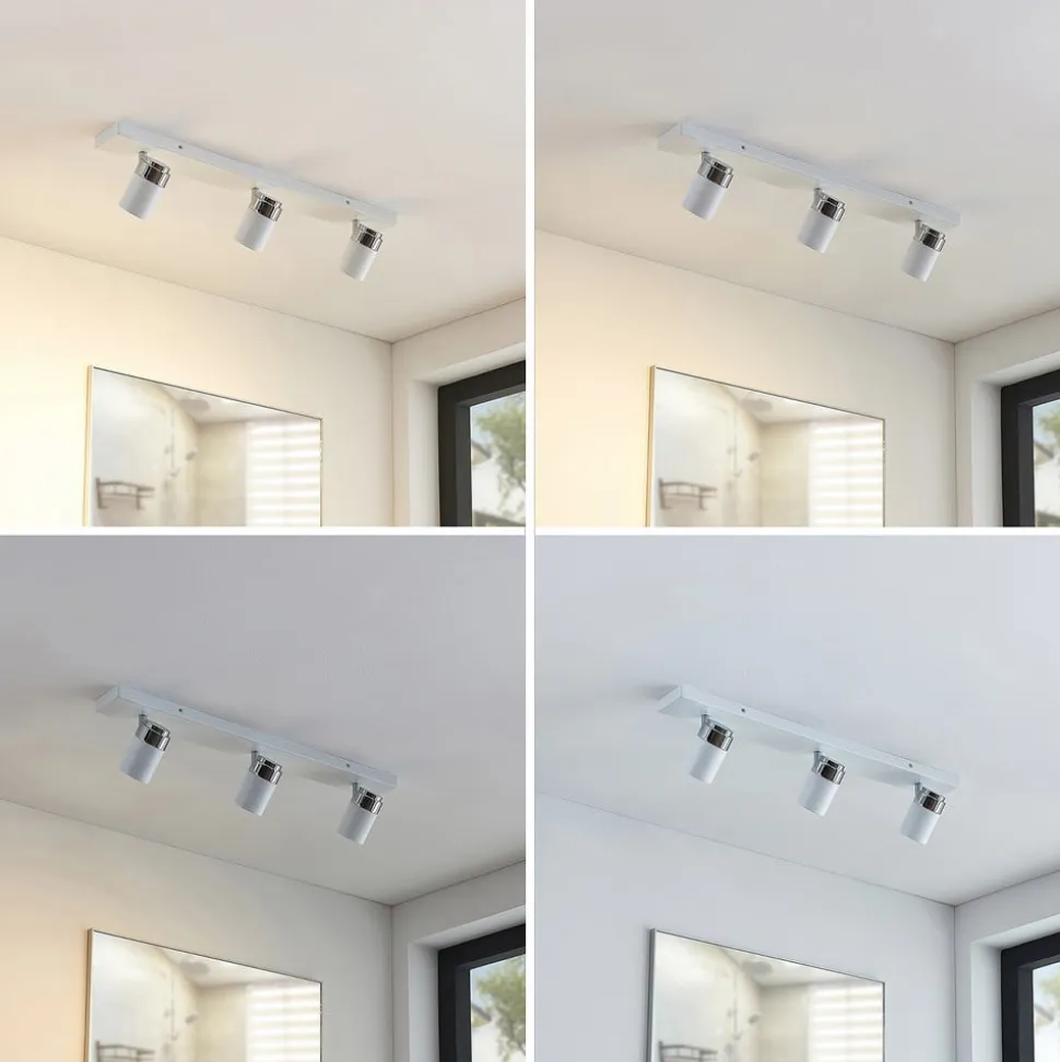 Lindby spotlight Kardo, 3 lyskilder, hvid, metal, IP44