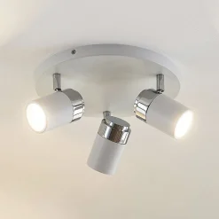 Lindby spotlight Kardo, roundel, 3 lyskilder, hvid, metal, IP44