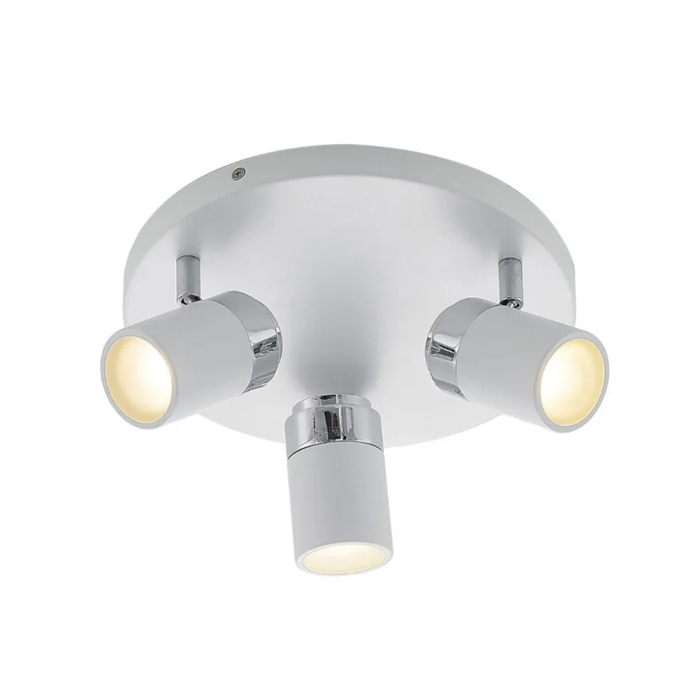 Lindby spotlight Kardo, roundel, 3 lyskilder, hvid, metal, IP44