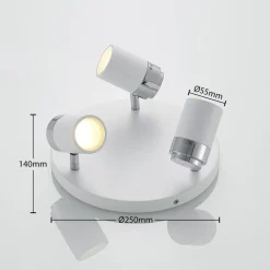 Lindby spotlight Kardo, roundel, 3 lyskilder, hvid, metal, IP44